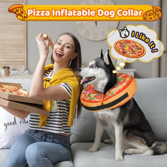 Grand Line Pizza inflatable collar — inflated close-up shows soft PVC air bag cushioning.