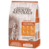 Grandma Mae's Dry Dog Food chicken bag front highlights grain-free nutrition
