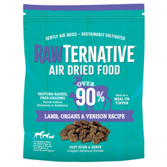 Grandma Mae's RawTernative lamb-venison-chunks provide high-protein real meat nutrition for dogs.