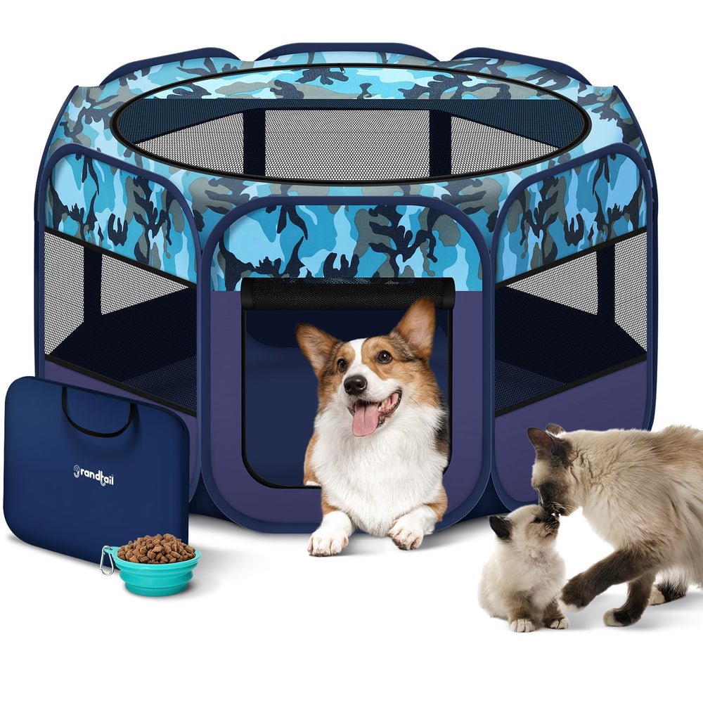 Grandtail pet playpen pop-up setup for quick, tool-free use