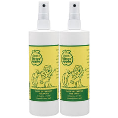 Grannick's Bitter Apple spray bottle helps deter dog chewing during daily training.