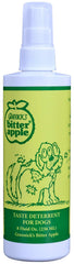 Grannick's Bitter Apple spray label closeup highlighting a dog-safe deterrent for licking.