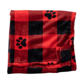 GreaterGood pet blanket Buffalo Paws close-up emphasizes ultra-soft fleece for cozy snuggles.