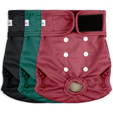 Grecle red XL dog diaper in use offers secure daytime protection during walks.