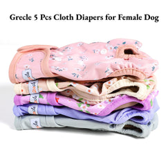Grecle dog diapers showing adjustable waist with Velcro for easy on off