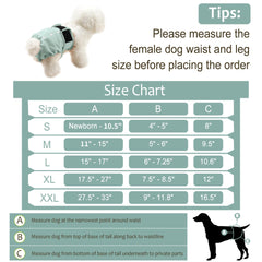 Grecle female dog diaper with breathable lining and absorbent fleece for leak protection