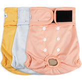 Grecle female dog diapers packaging shows reusable design for daily use.
