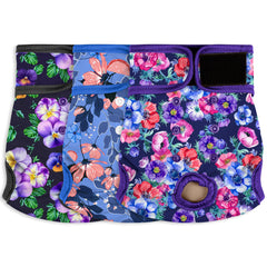 Grecle female dog diapers with rose flower design provide comfortable protection during heat and incontinence.