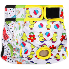 Grecle washable female dog diapers size-selection shows flexible sizing for a comfortable, secure fit.