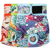Grecle washable female dog diapers with succulent-pattern packaging for eco-friendly protection during heat cycles.
