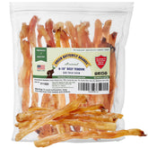 Green Butterfly Brands Beef Tendons packaging shows label, convenient protein-rich chew for all breeds.