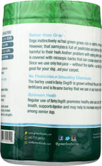 Green Foods Barley Dog label highlights barley grass nutrition for daily wellness.