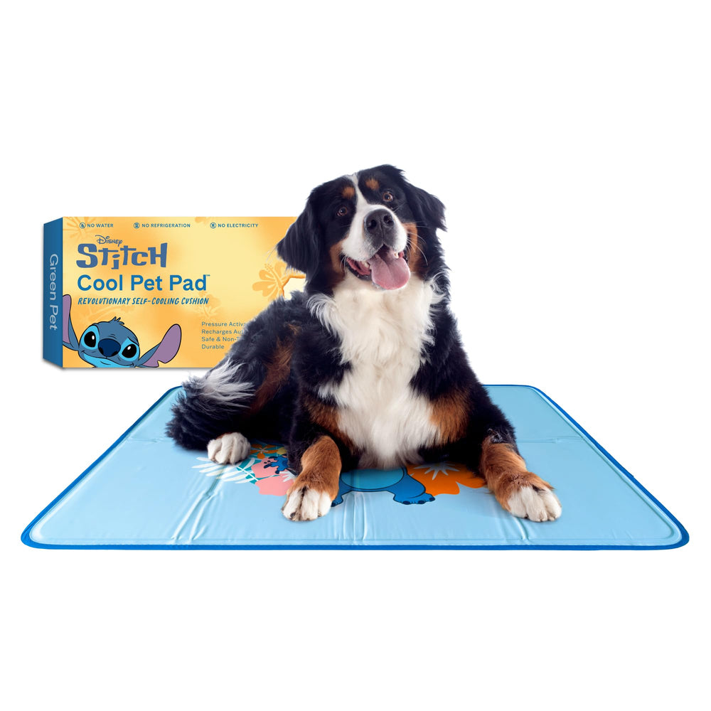 The Green Pet Shop Cool Pet Pad on floor provides instant cooling for large dogs.
