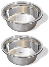 Greendale stainless steel dog bowls with 6.75 cup capacity for meals and water.