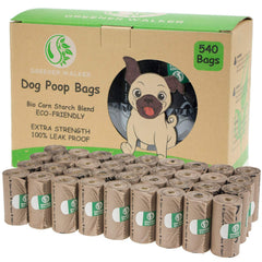 GREENER WALKER poop bags roll close-up shows extra-thick leak-proof protection for safe pickups