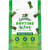 Greenies Anytime Bites packaging showcases a resealable bag for daily rewards