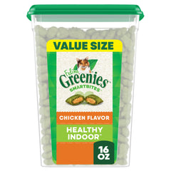 Greenies feline smartbites chicken tub ready for indoor cat snacking