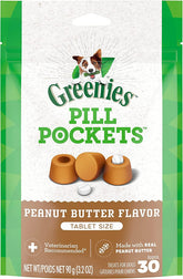 Greenies Pill Pockets pack6 box front shows vet-recommended med helper for dogs.