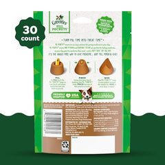 Greenies Pill Pockets real peanut butter flavor highlights aroma and pill masking.