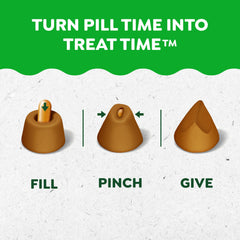 Greenies Pill Pockets soft texture closeup emphasizes stress-free pill time.