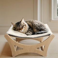 GreenPetopia Cat Hammock Bed with wood frame offers a sturdy elevated perch for restful naps.
