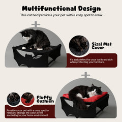 GreenPetopia Gothic Cat Bed removable cushion enables easy washing and cozy, relaxing naps.