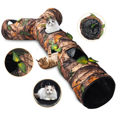 GRETMIX cat tunnel tree trunk design promotes indoor exploration and curiosity.