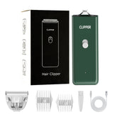 Grimgrow clipper front view highlights cordless, low-noise operation for calm home grooming.