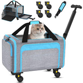 Grolomge rolling pet carrier under-seat view shows airline-friendly soft-side design for easy under-seat fit.