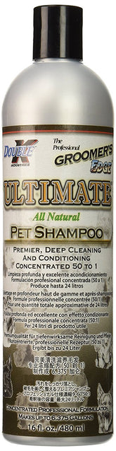 Groomer's Edge Ultimate Shampoo bottle demonstrates deep cleaning and conditioning for coats.