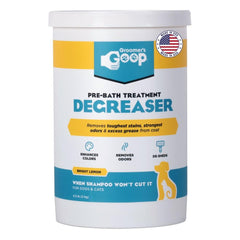 Groomer's GOOP pre-bath degreaser bottle being poured for deep grease removal