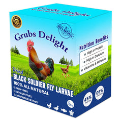 Grubs Delight outer box packaging conveys freshness and traceable quality.
