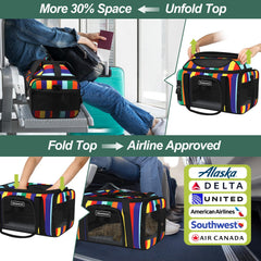 GTMANSWORD Alaska airline-approved pet carrier fits cabin requirements for travel.