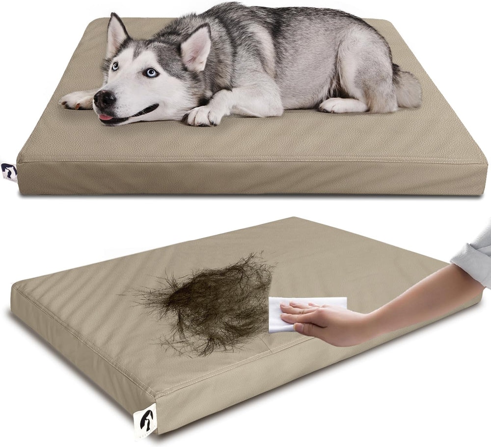 GUANGDEEN waterproof dog bed inside crate for mess-free rest.