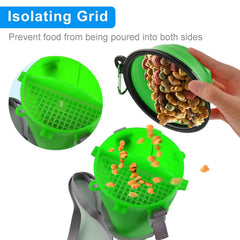 Guardians bottle with carabiner clip in use during hiking, camping.