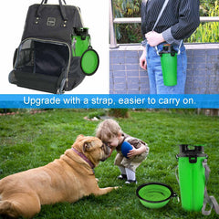 Guardians collapsible dog bowls attached to bottle, showcasing convenient 2-in-1 design.