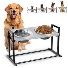 GUIBUKEYAN elevated dog bowl stand with metal-wood frame for stable, secure feeding.