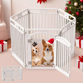 GumiSeao pet playpen with door panel assembly shows secure entry for puppies.