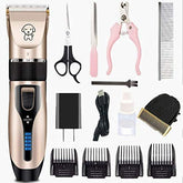 Gumodo professional USB dog clippers with LED display showing battery life for easy grooming.