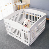 Gupamiga pet playpen four-panel white for secure puppy play.