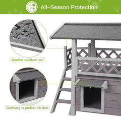 GUTINNEEN cat house top deck shows resting and sunbathing space.