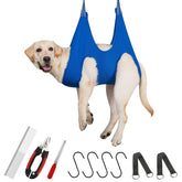 Guzekier dog grooming hammock setup showing secure restraint during grooming