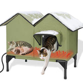 GUZROK heated cat house exterior shelter for winter keeps outdoor cats warm.