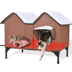 GUZROK heated outdoor cat house provides warm shelter for winter outdoor cats.