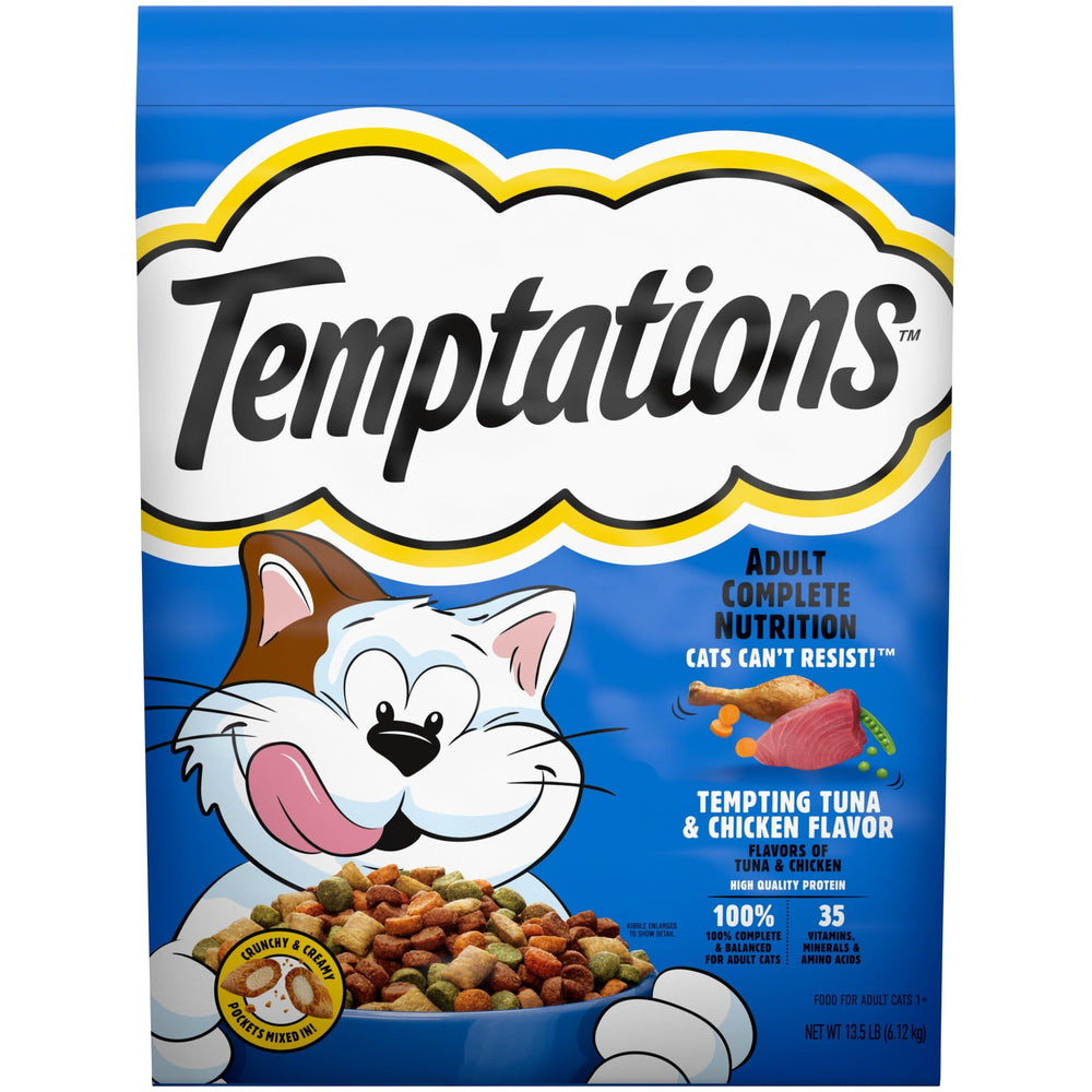 GYCO Tempting Tuna & Chicken dry cat food bag 13.5 lb supports muscle health.