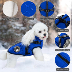 Gyuzh dog coat harness back view showcases built-in harness and secure fit