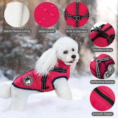 Gyuzh dog coat harness back-zip close-up showing built-in harness