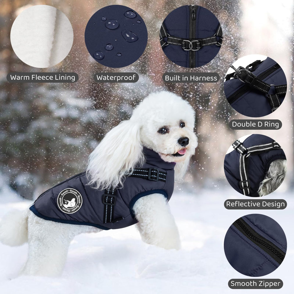 Gyuzh dog coat harness zipper easy-on-off for quick outdoor dressing