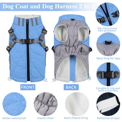Gyuzh dog coat with harness adjustable straps ensure snug fit.