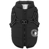 Gyuzh dog coat with harness shows waterproof outer for rainy walks